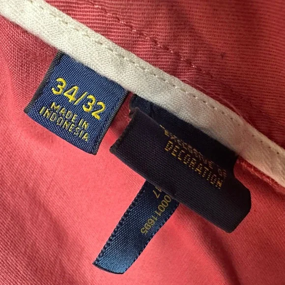 Polo Ralph Lauren Mens Slim Straight Fit Pink Stretch Cotton Pants 34x32 - Picture 9 of 12